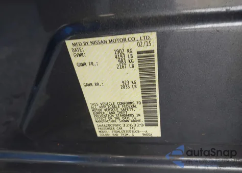 2015 Nissan Leaf Sl from USA, damaged, VIN 1N4AZ0CP9FC326329